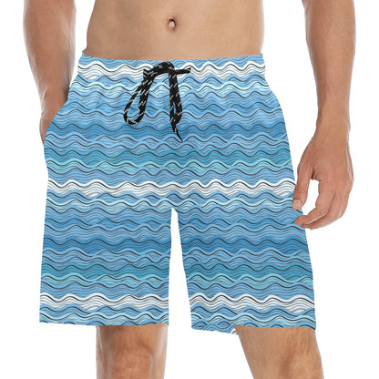 Wave Print Design LKS301 Men's Swim Trunks Beach Shorts