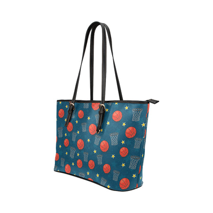 Basketball Classic Print Pattern Leather Tote Bag