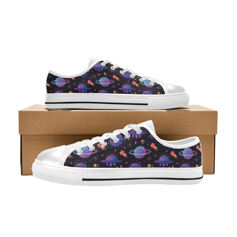 UFO Star Galaxy Print Design LKS308 Women's White Low Top Shoes