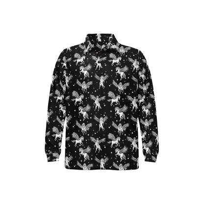 Pegasus Pattern Print Design 01 Long Sleeve Polo Shirt For Men's