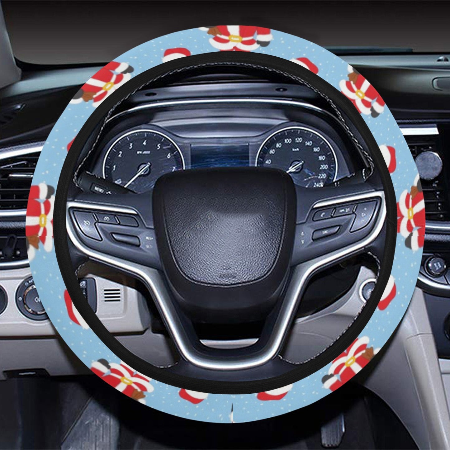 Santa Christmas Themed Print Design LKS305 Steering Wheel Cover with Elastic Edge