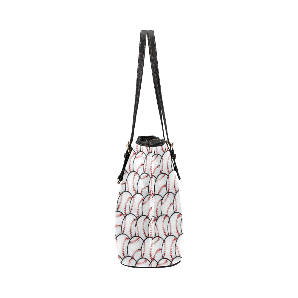Baseball Pattern Leather Tote Bag