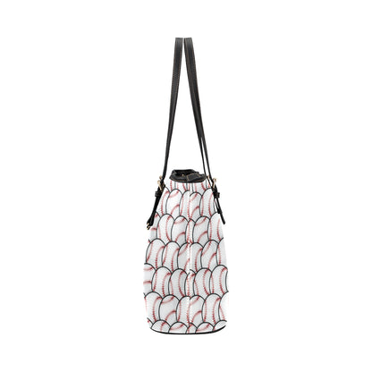 Baseball Pattern Leather Tote Bag