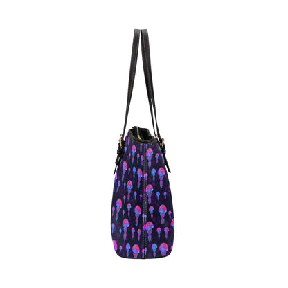 Jellyfish Neon Print Leather Tote Bag