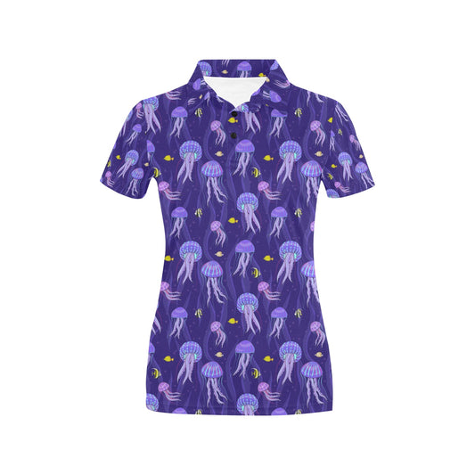 Jellyfish Style Print Women's Polo Shirt