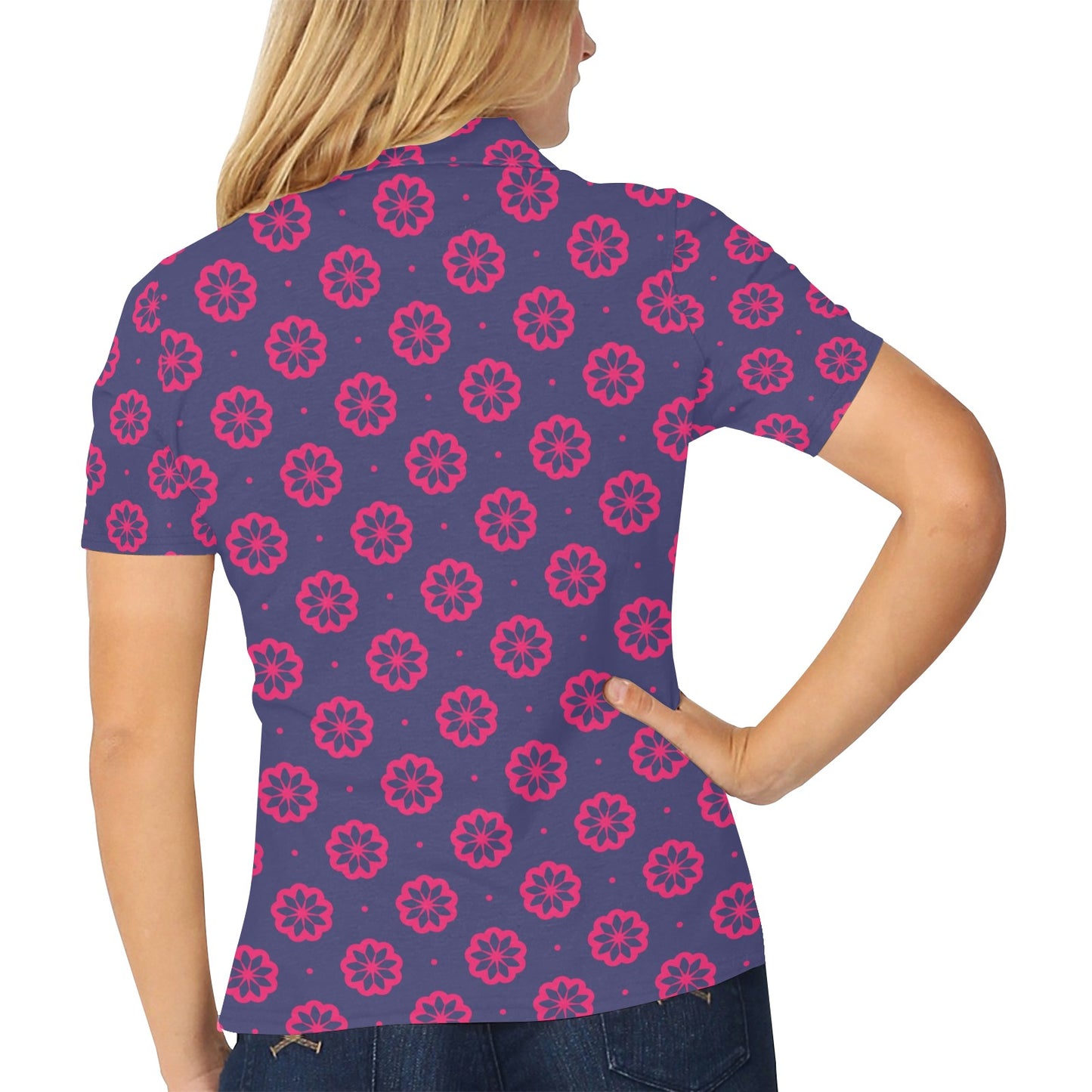 Water Lily Print Design LKS301 Women's Polo Shirt