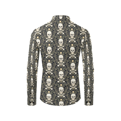 Skull King Print Design LKS307 Men's Long Sleeve Dress Shirt