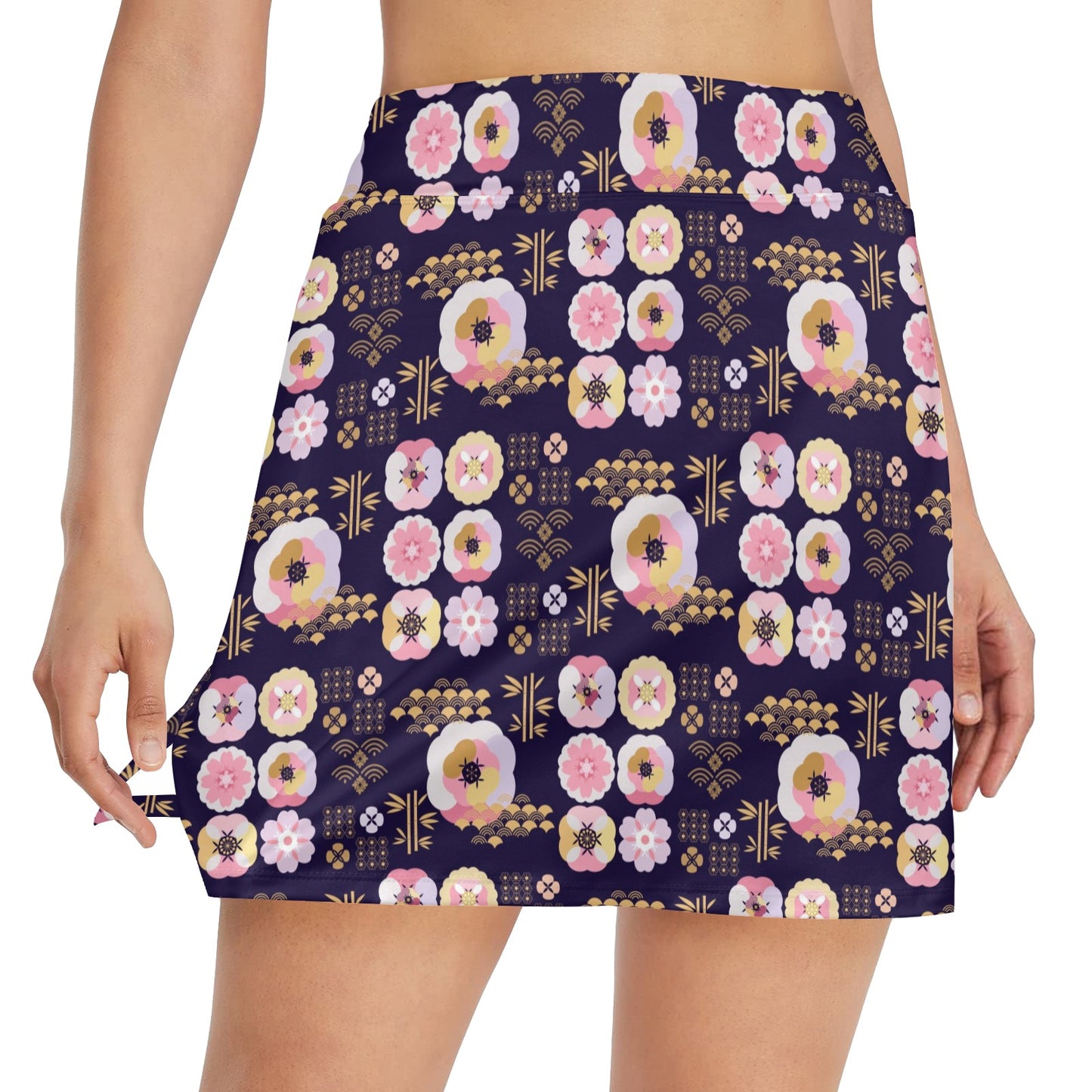 Sakura Japan Style Print Design LKS302 17" Golf & Pickleball Skort with Pockets
