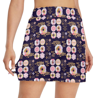 Sakura Japan Style Print Design LKS302 17" Golf & Pickleball Skort with Pockets