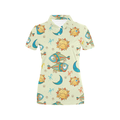 Pisces Pattern Print Design A03 Women's Polo Shirt