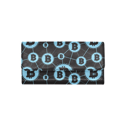Cryptocurrency Pattern Print Design 02 Women's Trifold Wallet