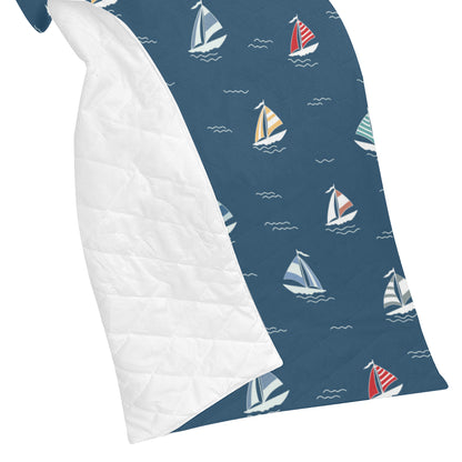 Sailing Ships Pattern Print Design A02 Premium Quilt