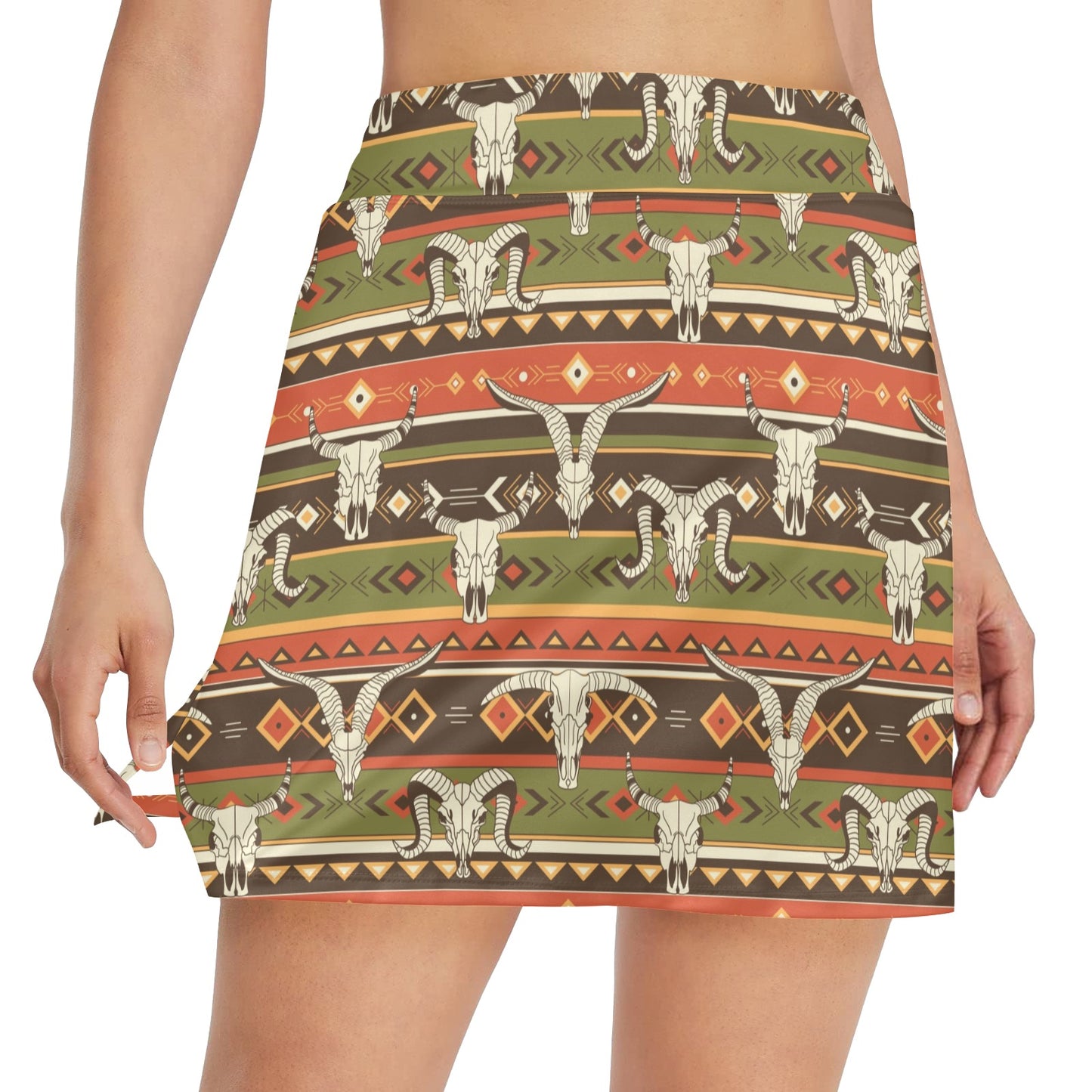 American indian Skull Animal 17" Golf & Pickleball Skort with Pockets