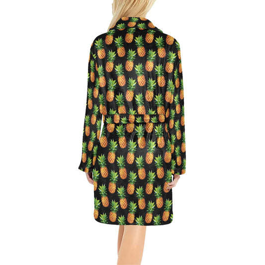Pineapple Cute Print Design Pattern Women's Fleece Robe