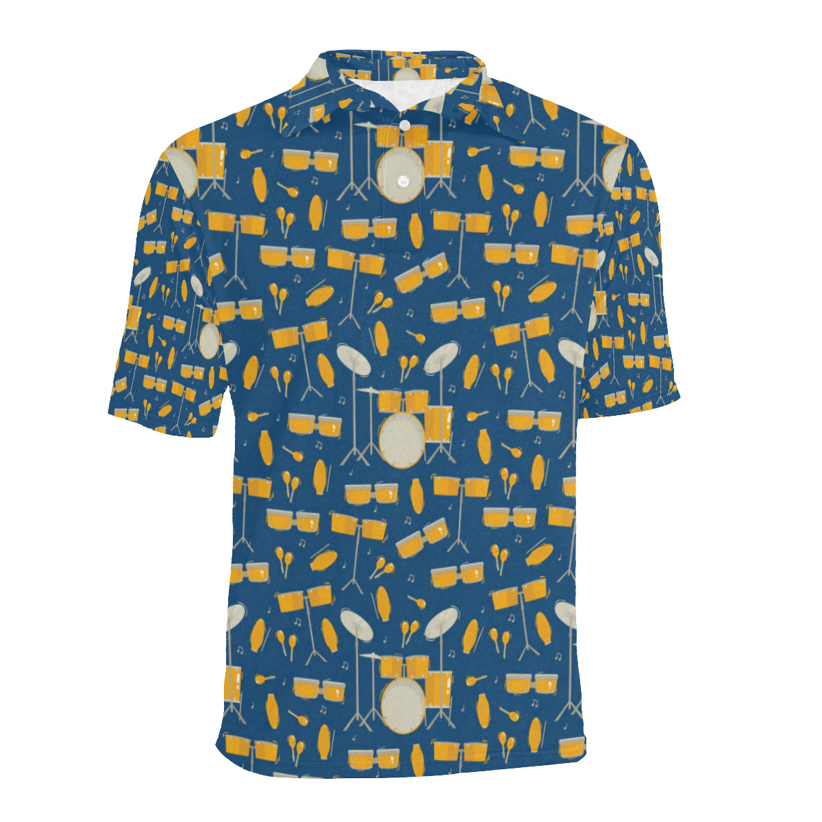 Drum Set Pattern Print Design 03 Men Polo Shirt