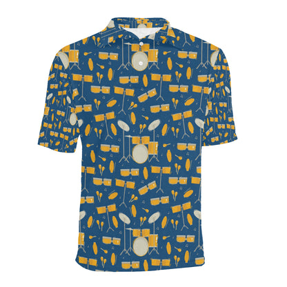 Drum Set Pattern Print Design 03 Men Polo Shirt