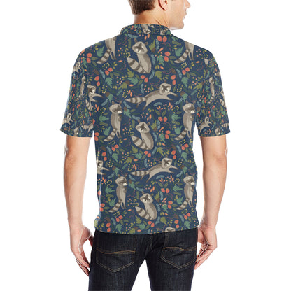 Raccoon Pattern Print Design A02 Men Polo Shirt