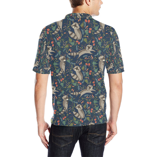 Raccoon Pattern Print Design A02 Men Polo Shirt
