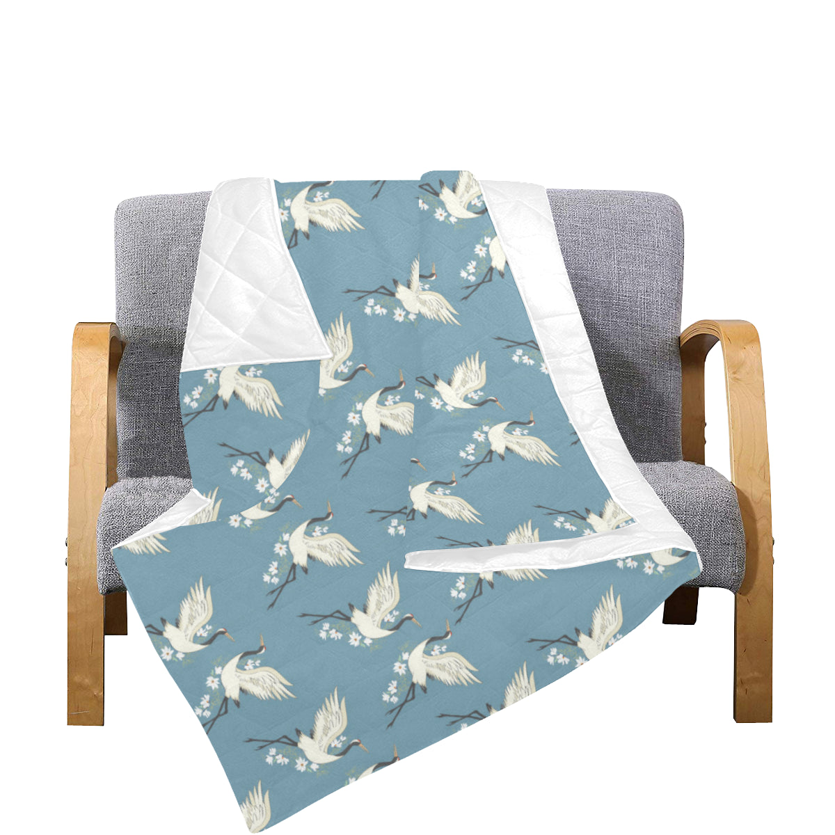 Crane Pattern Print Design 05 Premium Quilt