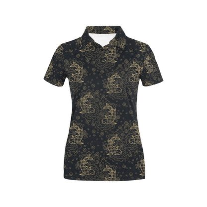 KOI Fish Pattern Print Design 02 Women's Polo Shirt