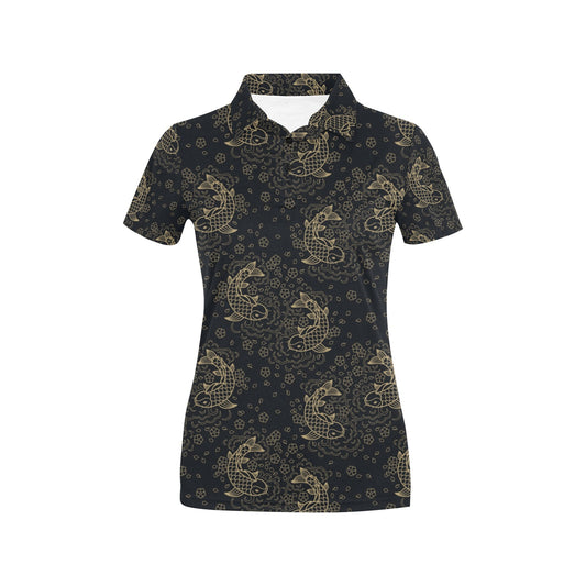 KOI Fish Pattern Print Design 02 Women's Polo Shirt