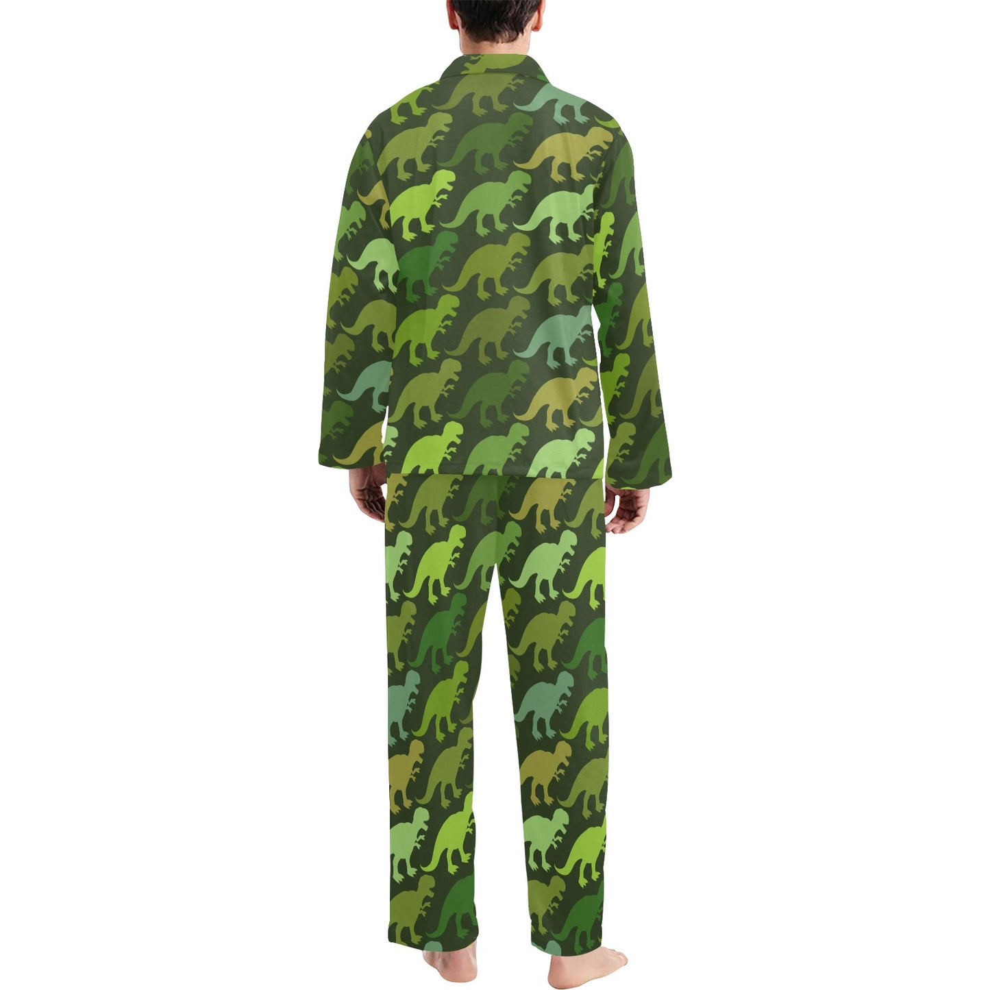 T Rex Pattern Print Design A03 Men's Long Pajama Set