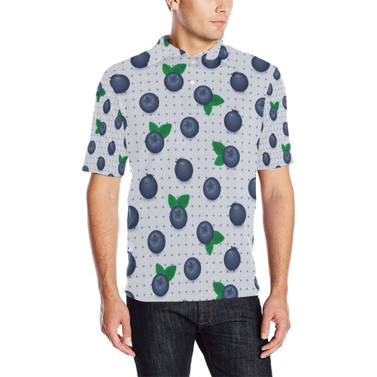 Blueberry Pattern Print Design BB02 Men Polo Shirt