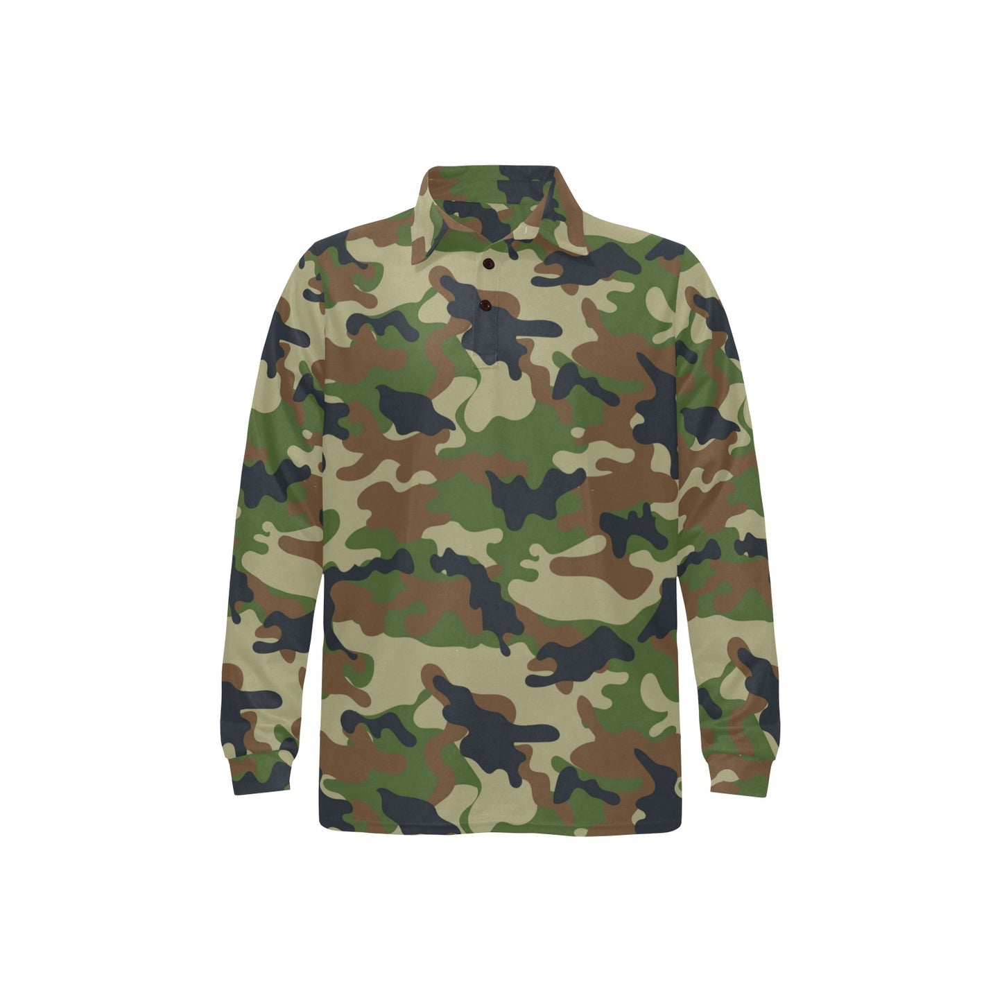 Army Camouflage Pattern Print Design 01 Long Sleeve Polo Shirt For Men's