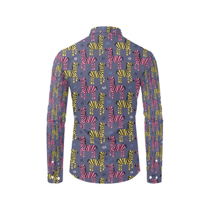Zebra Print Design LKS303 Men's Long Sleeve Dress Shirt