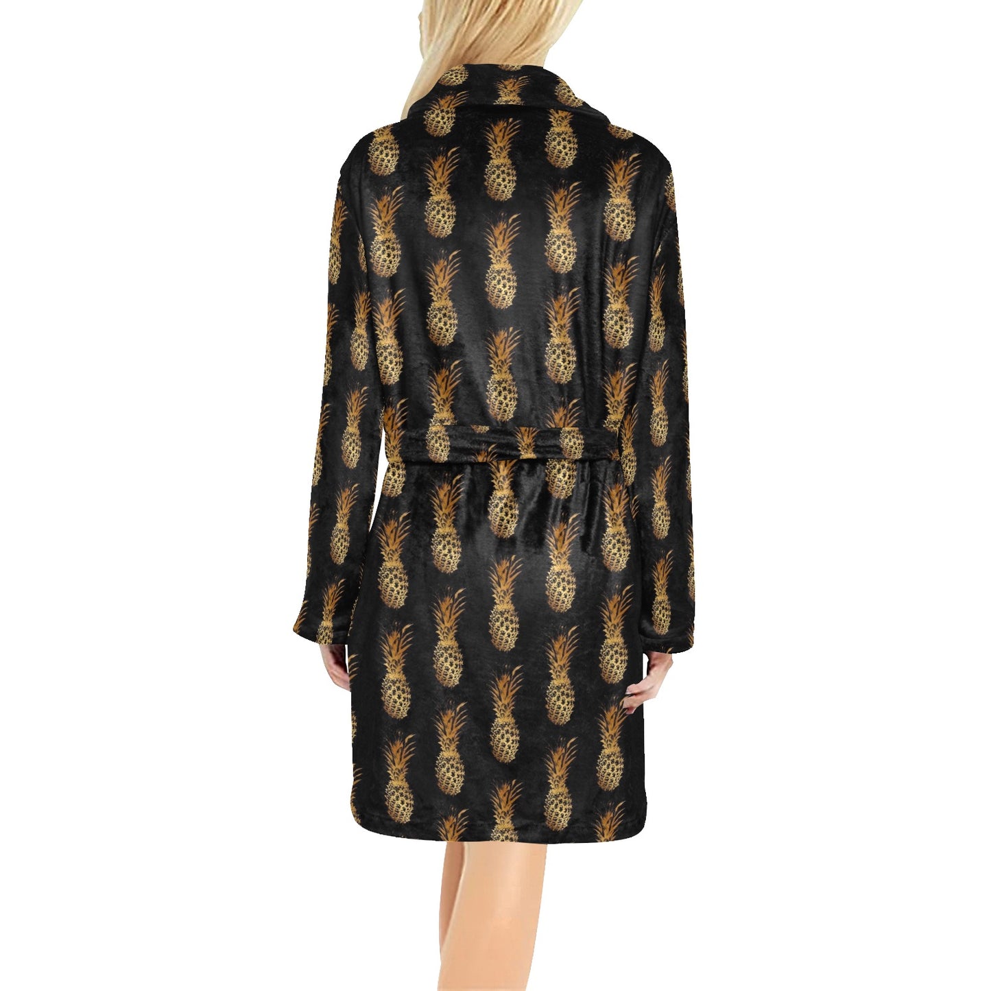 Pineapple Pattern Print Design A02 Women's Fleece Robe