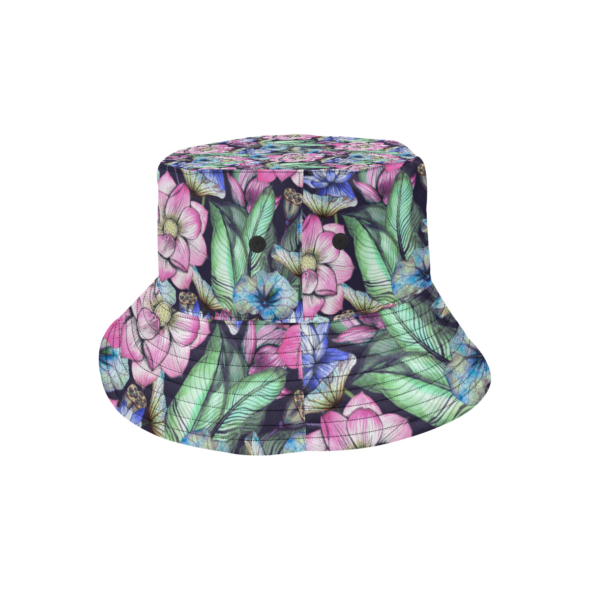 Water Lily Pattern Print Design WL07 Unisex Bucket Hat