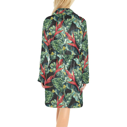 Bird Of Paradise Pattern Print Design BOP06 Women's Fleece Robe