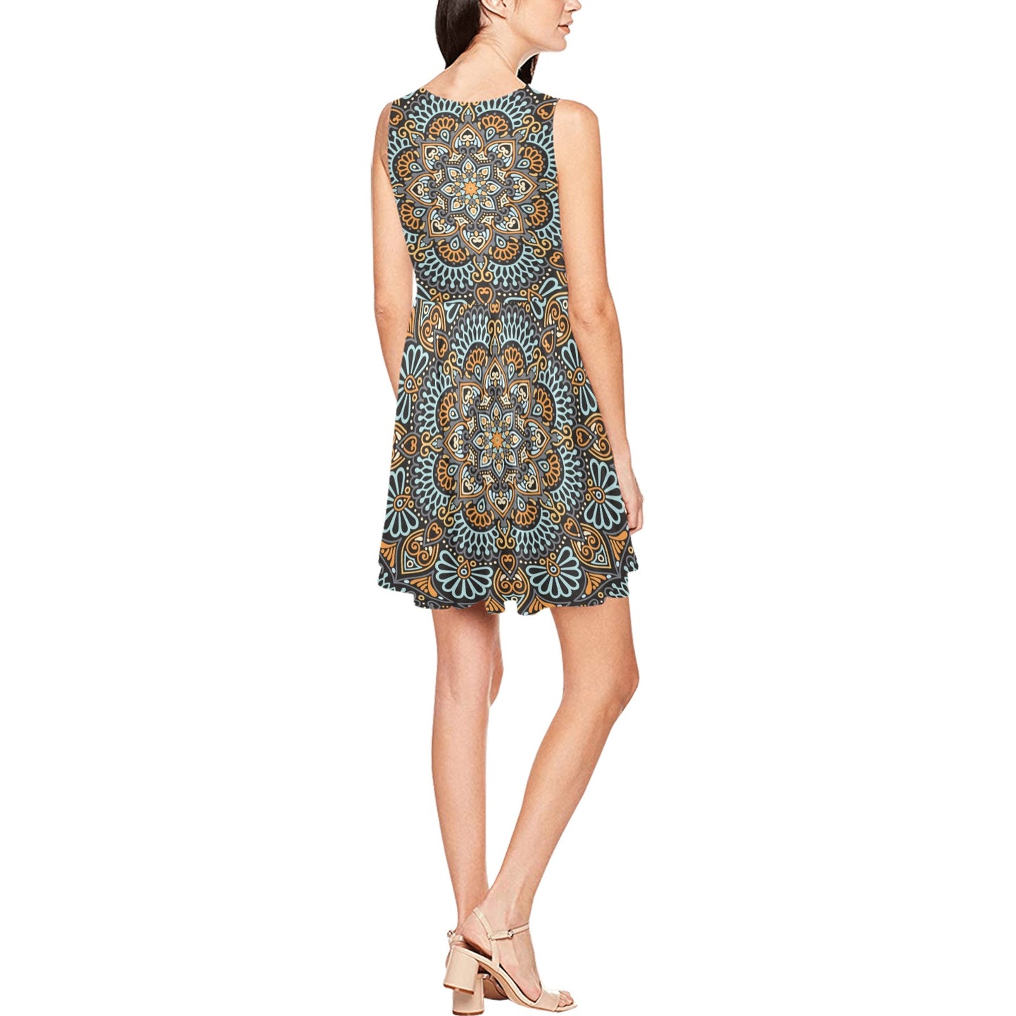 Mandala Pattern Print Design 05 Sleeveless Dress
