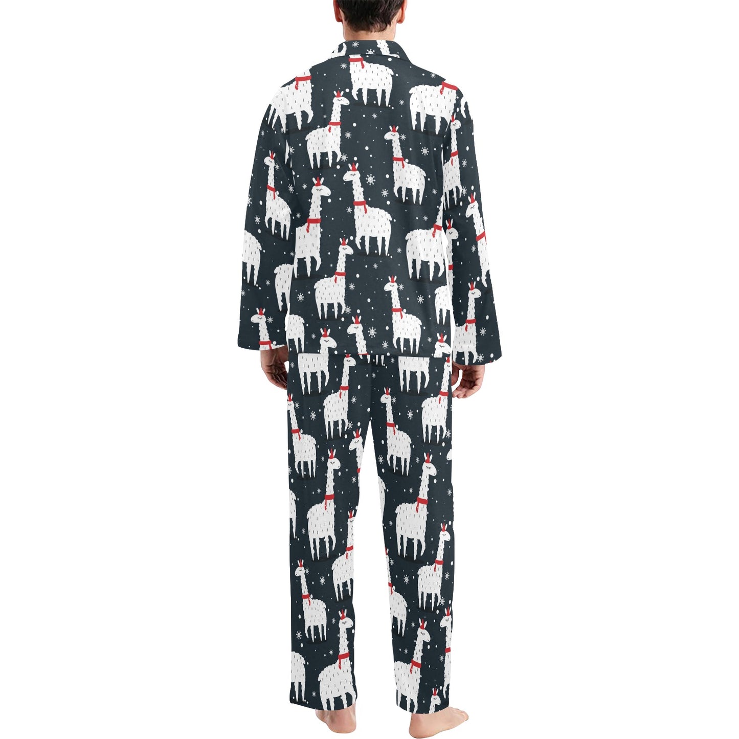 Alpaca Pattern Print Design 04 Men's Long Pajama Set