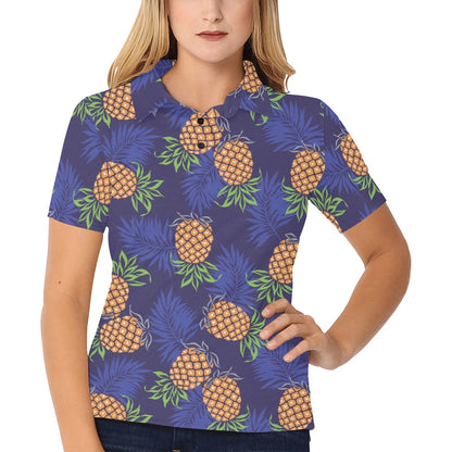 Pineapple Pattern Print Design PP02 Women's Polo Shirt