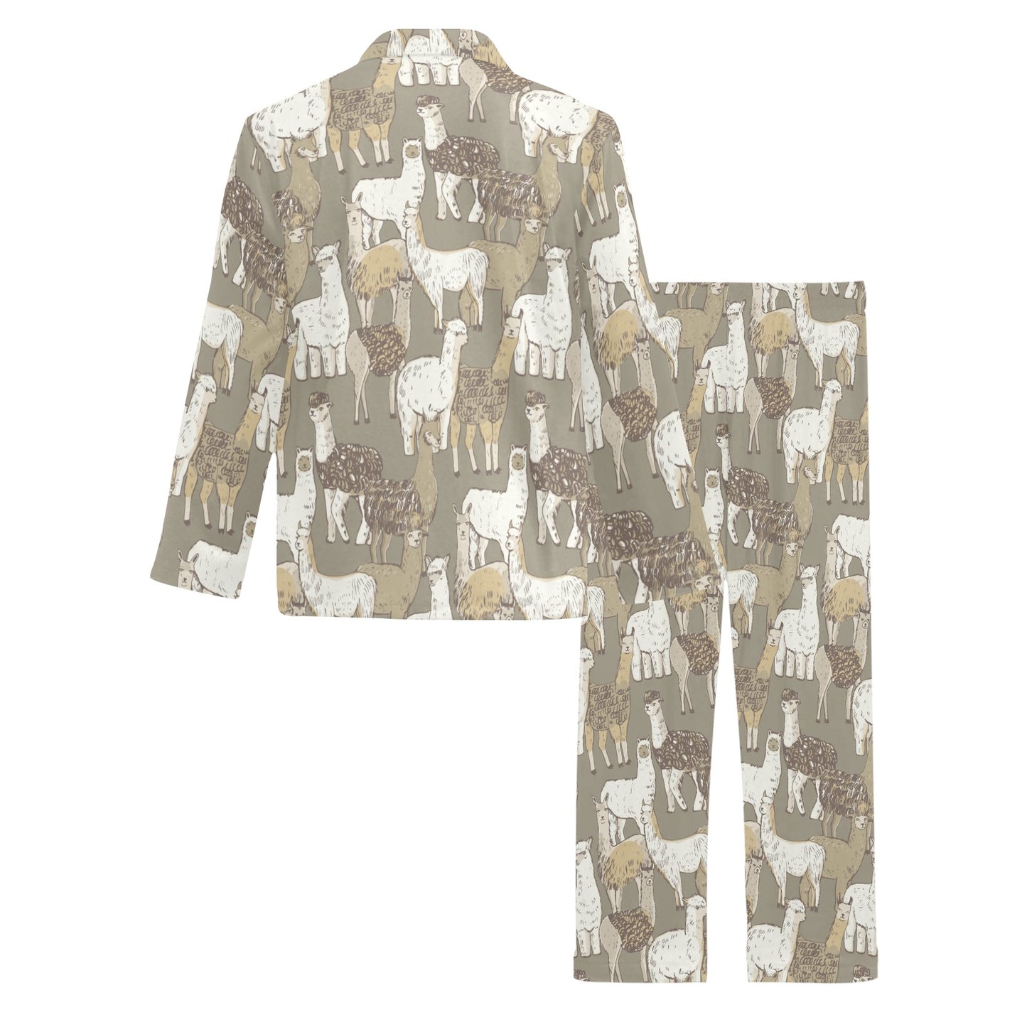 Alpaca Pattern Print Design 01 Men's Long Pajama Set