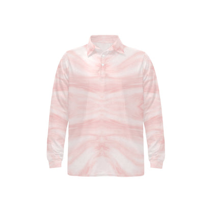 Marble Pattern Print Design 03 Long Sleeve Polo Shirt For Men's