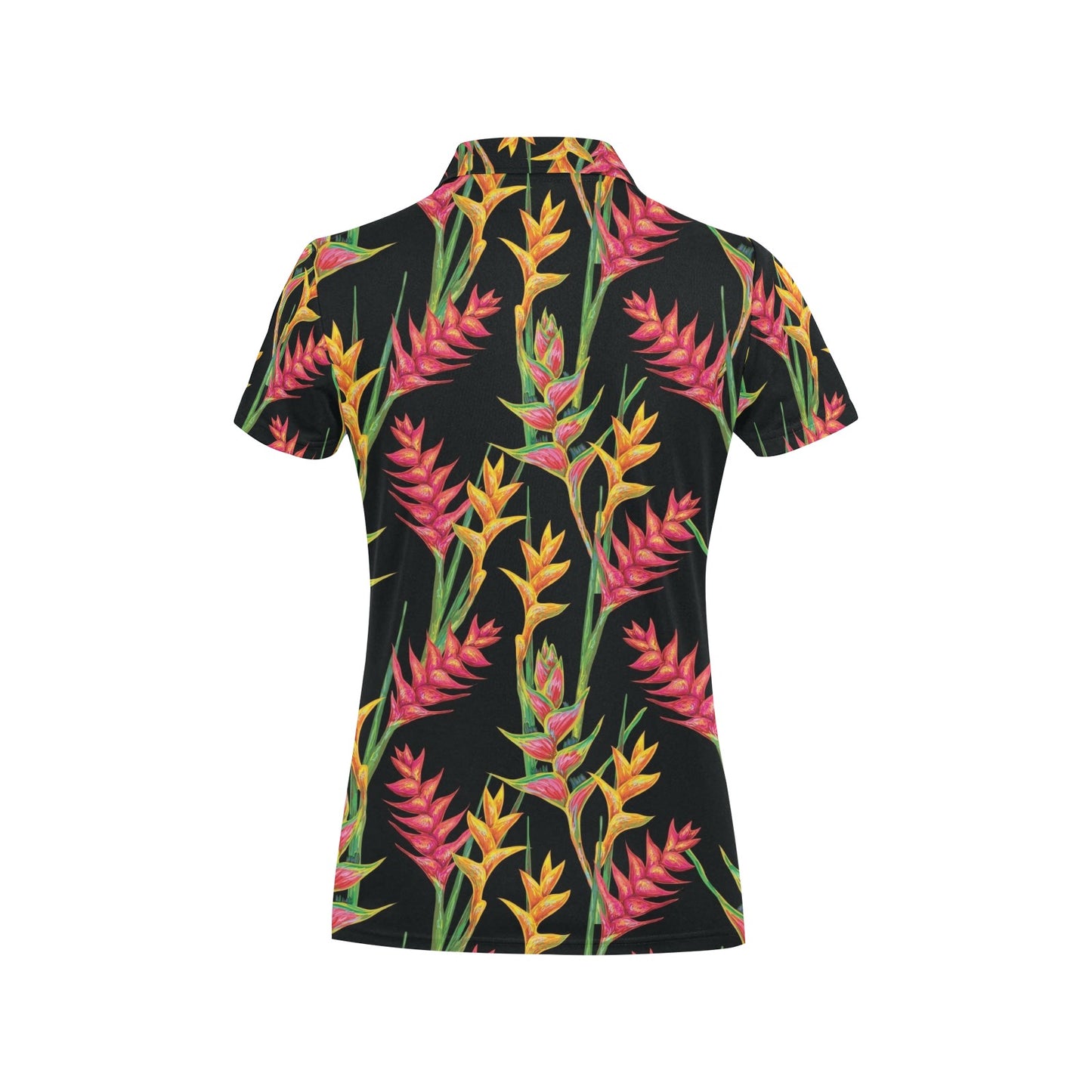 Heliconia Pattern Print Design HL01 Women's Polo Shirt