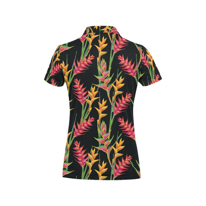 Heliconia Pattern Print Design HL01 Women's Polo Shirt
