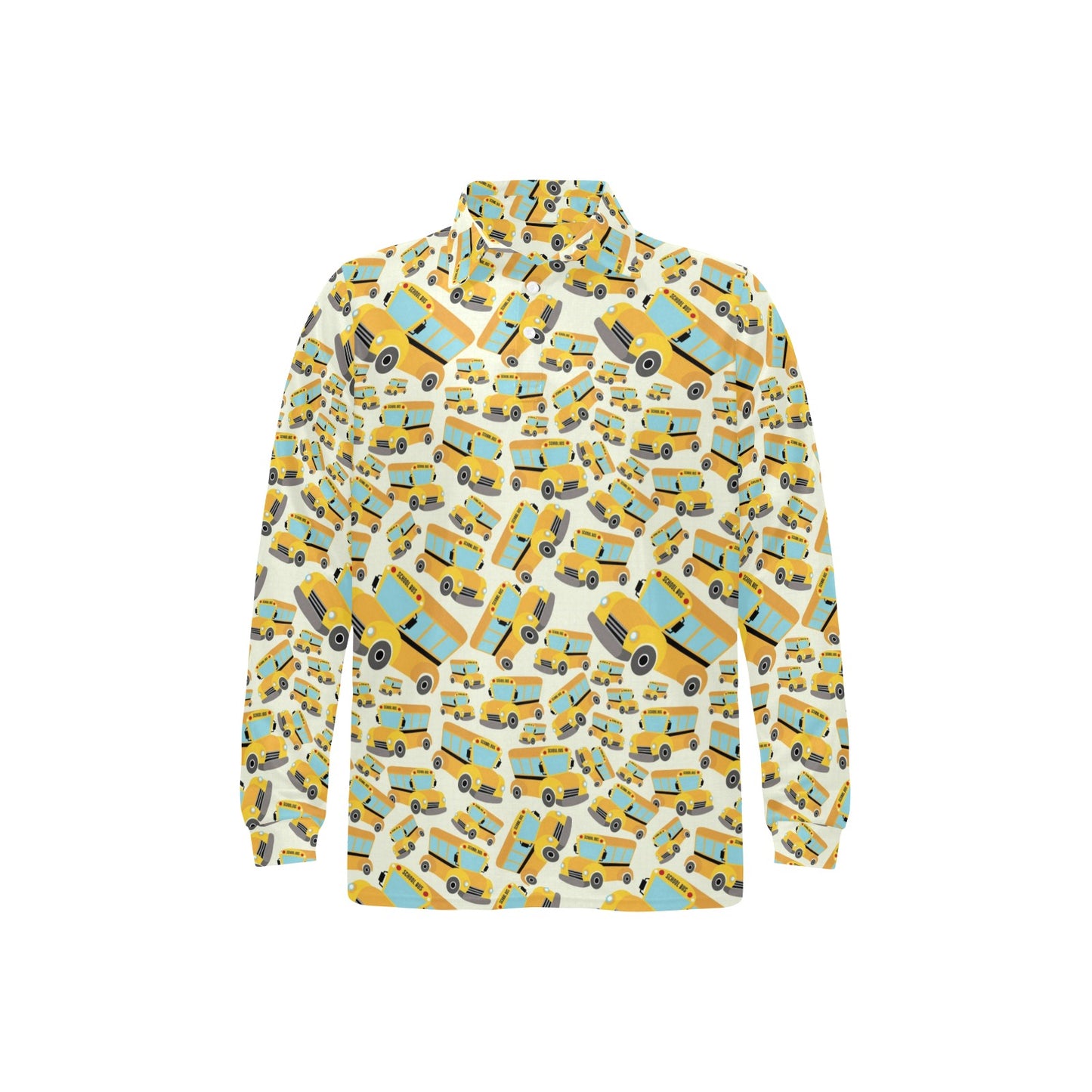 School Bus Print Design LKS301 Long Sleeve Polo Shirt For Men's