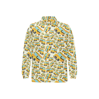 School Bus Print Design LKS301 Long Sleeve Polo Shirt For Men's