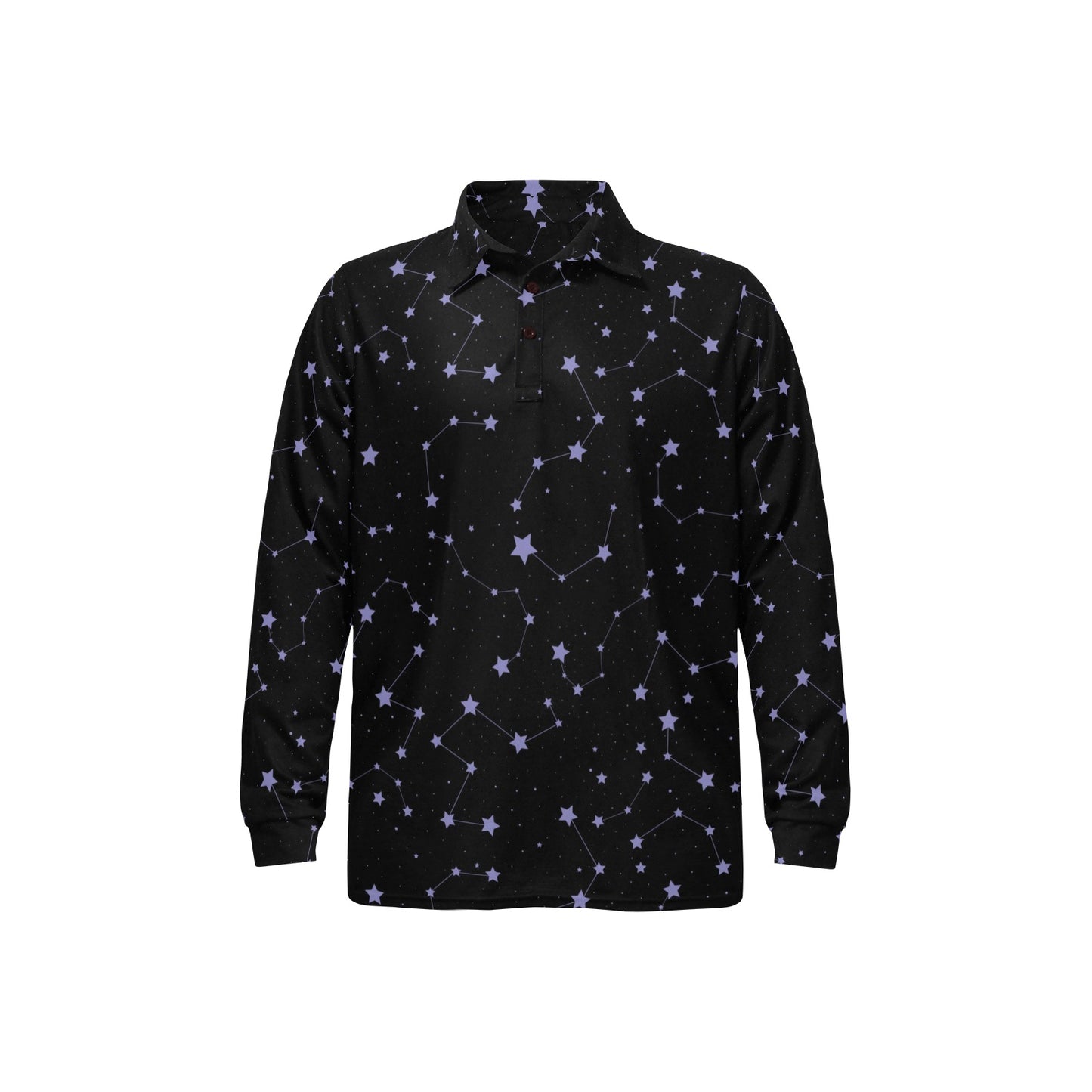 Star Print Design LKS303 Long Sleeve Polo Shirt For Men's