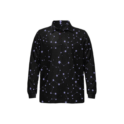 Star Print Design LKS303 Long Sleeve Polo Shirt For Men's
