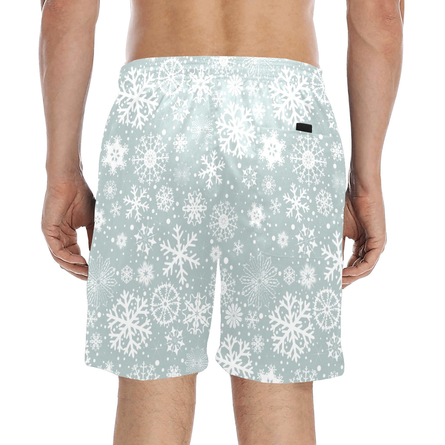 Snowflake Print Design LKS303 Men's Swim Trunks Beach Shorts
