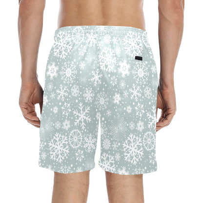 Snowflake Print Design LKS303 Men's Swim Trunks Beach Shorts