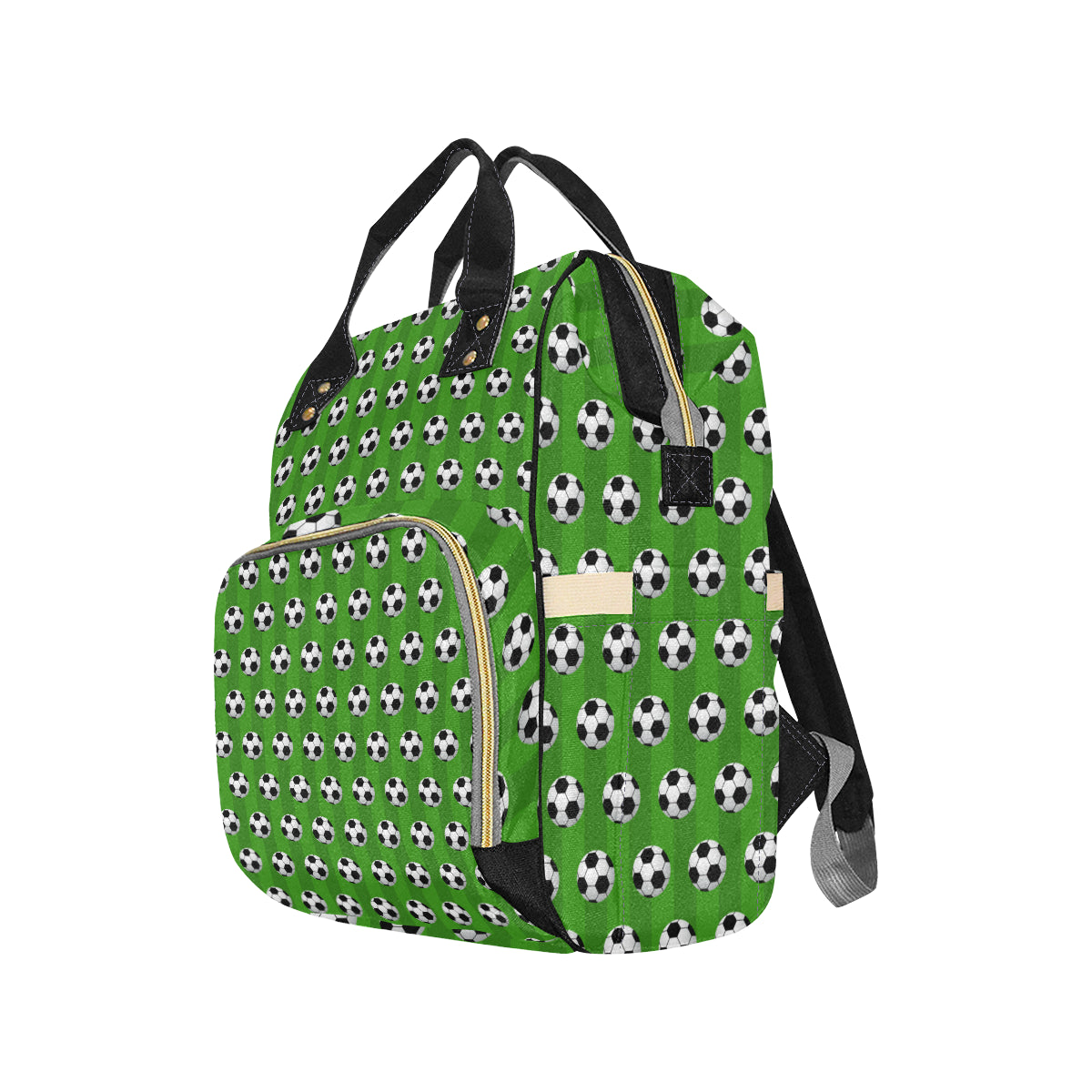 Soccer Ball Green Backgrpund Print Diaper Bag Backpack