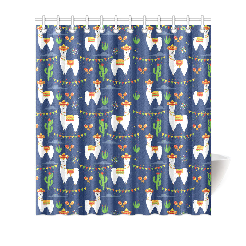 Llama Cactus Pattern Print Design 05 Shower Curtain