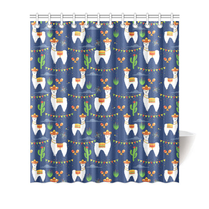 Llama Cactus Pattern Print Design 05 Shower Curtain