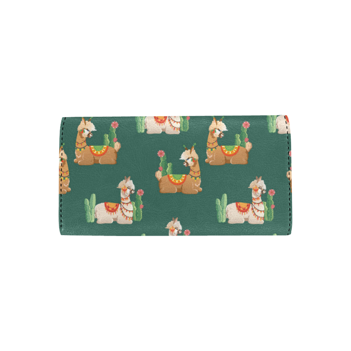 Llama Cactus Pattern Print Design 07 Women's Trifold Wallet