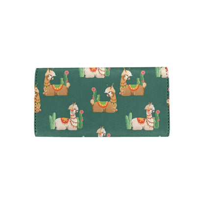 Llama Cactus Pattern Print Design 07 Women's Trifold Wallet